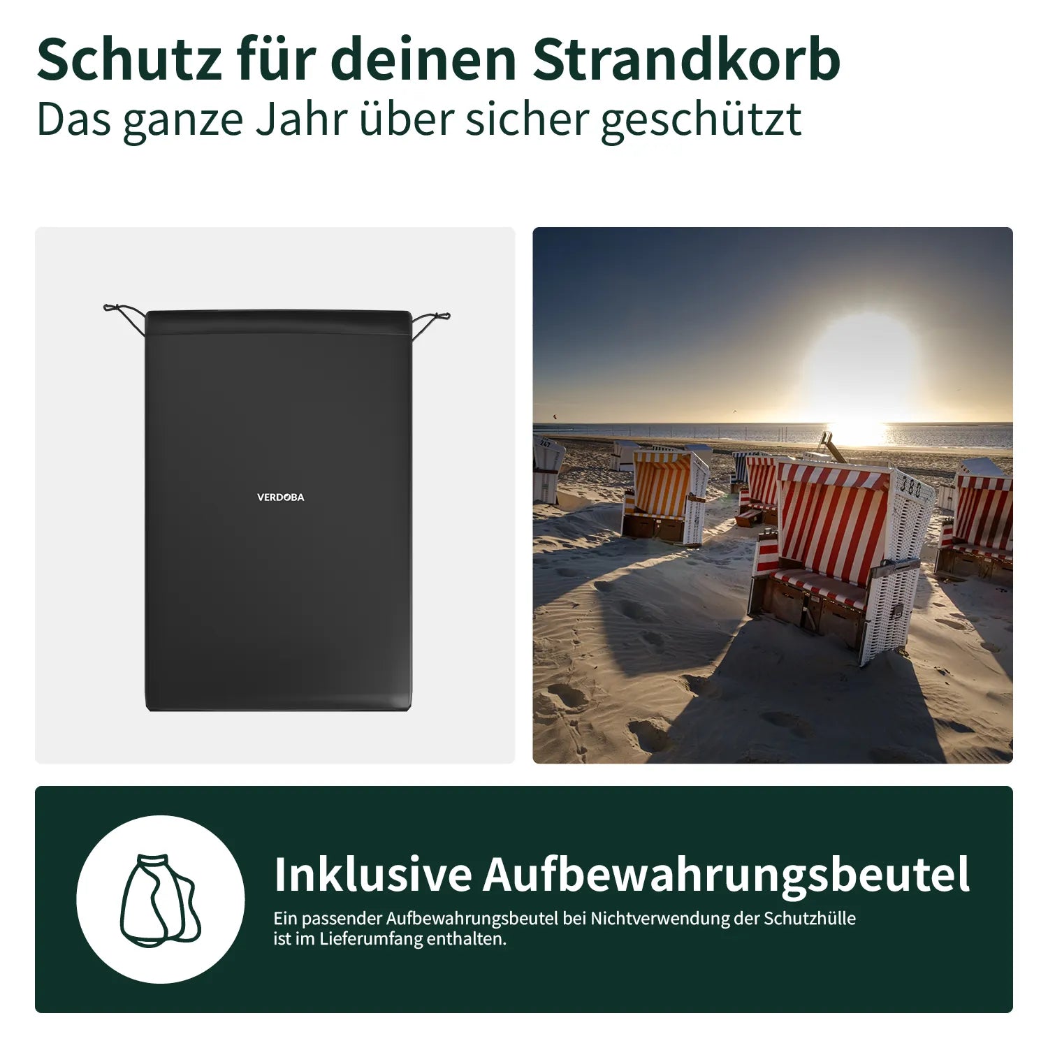 Strandkorb Abdeckung mit Aufbewahrungsbeutel