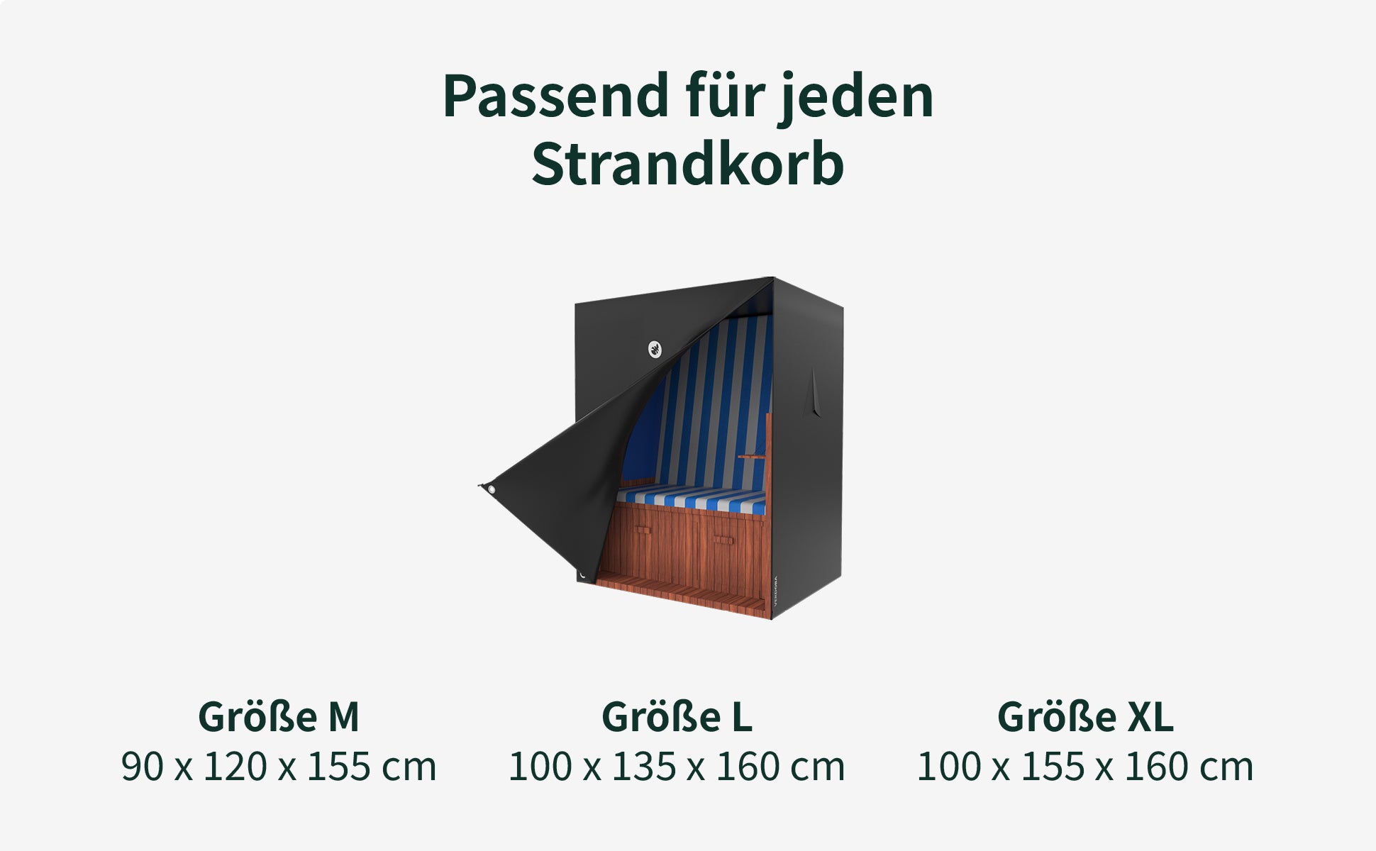 Wetterfeste Strandkorbhülle in 3 Größen
